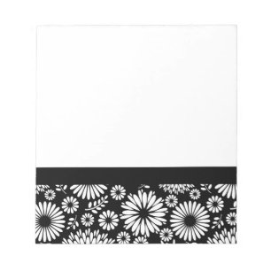 Boho flowers Black and White vector floral pattern Notepad