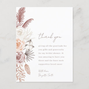 Boho flowers bridal shower thank you card