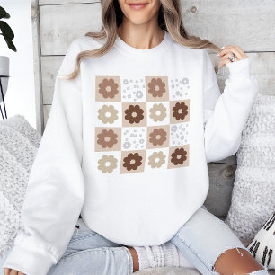 Boho Flowers Chequered Pattern Sweatshirt