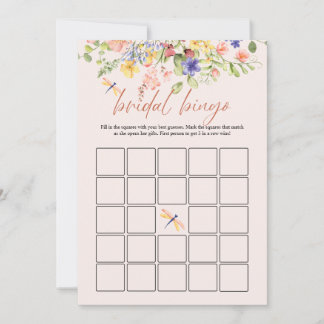 Boho Flowers Dragonfly Bridal Shower Bingo DIGITAL Invitation