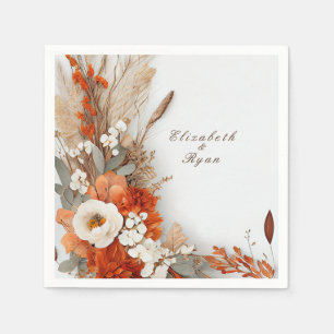 Boho Flowers Fall Colours, Autumn Wedding Napkin