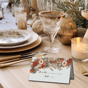 Boho Flowers Fall Colours, Autumn Wedding Place Card