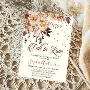 Boho Flowers Fall in Love Bridal Shower Invitation