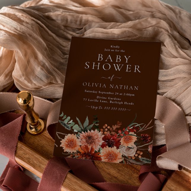 Boho Flowers Fall Summer Autumn Baby Shower Invitation (Creator Uploaded)