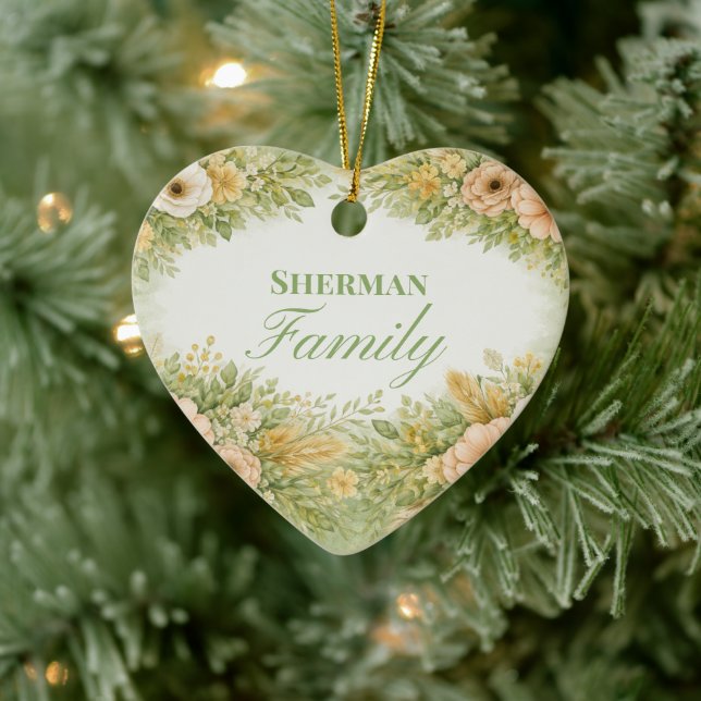 Boho Flowers Family Name Ceramic Tree Decoration (Tree)