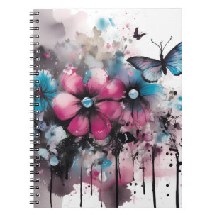 Boho Flowers Ink Painting Notebook