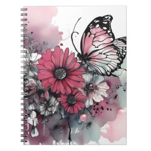 Boho Flowers Ink Painting Notebook