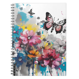 Boho Flowers Ink Painting Notebook