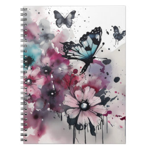 Boho Flowers Ink Painting Notebook