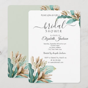 Boho Flowers Leaves Bridal Shower Invitation