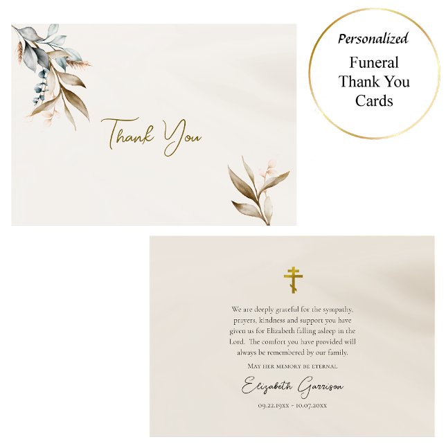 Boho Flowers Orthodox Christian Funeral Thank You Card (Creator Uploaded)