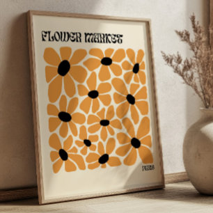 Boho Flowers Paris Flower Market Modern Minimalist Poster
