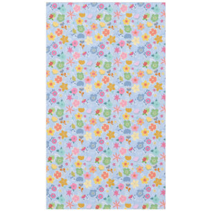 Boho Flowers Pattern B01.w Lblue BG Tablecloth