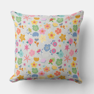 Boho Flowers Pattern B01.w LGrey BG Cushion
