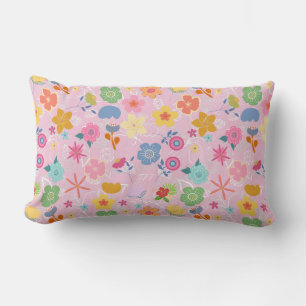 Boho Flowers Pattern B01.w LPink BG Lumbar Cushion