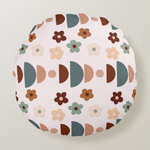 Boho Flowers Pattern  Round Pillow
