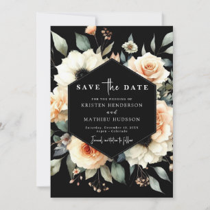 Boho Flowers Peach Wedding Save The Date