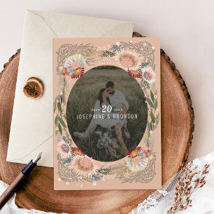 Boho Flowers Photo Save the Date Card