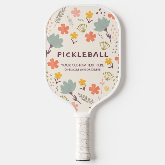 Boho Flowers Pickleball Paddle | Personalise it! (Front)