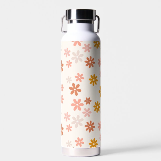 Boho Flowers Retro Summer Floral Pattern   Water Bottle (Front)