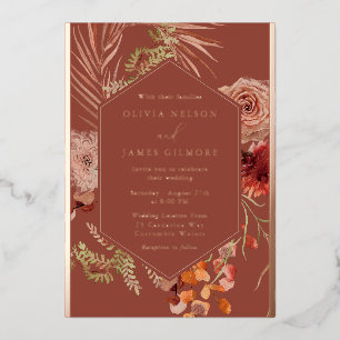 Boho Flowers Rose Gold Foil Wedding 