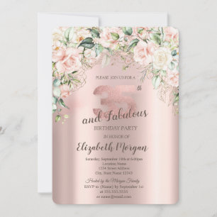 Boho Flowers Roses Rose Gold 35th Birthday Invitation