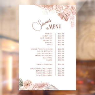 Boho Flowers Services Menu