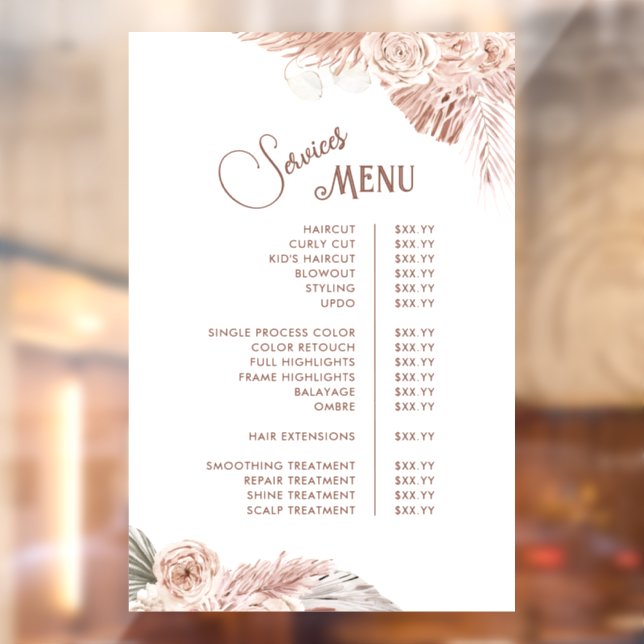 Boho Flowers Services Menu (Sheet 2)