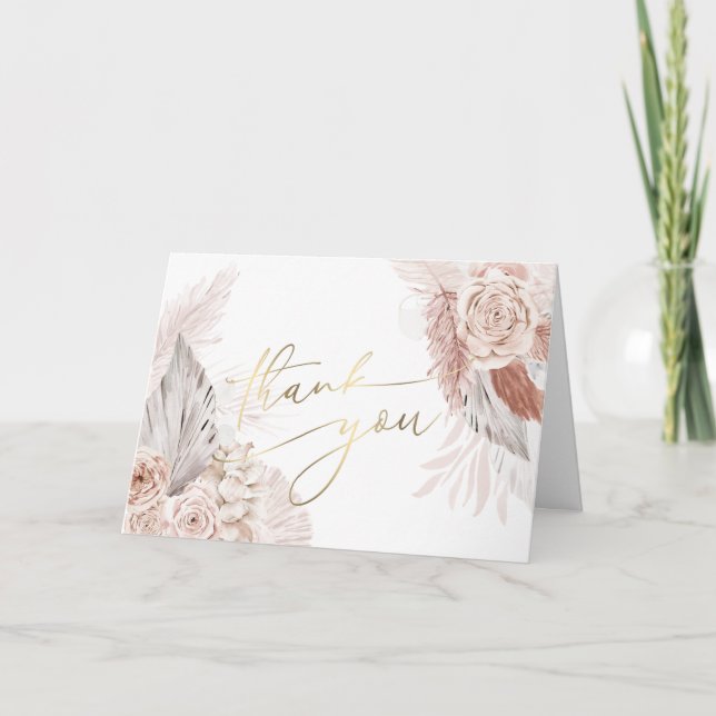 boho flowers Thank you Card (Front)