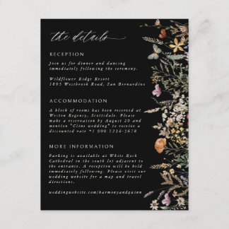 Boho Flowers Wedding Details Info Enclosure Card