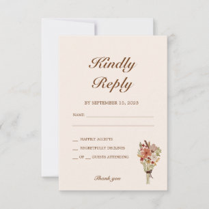 Boho Flowers Wedding  RSVP Card