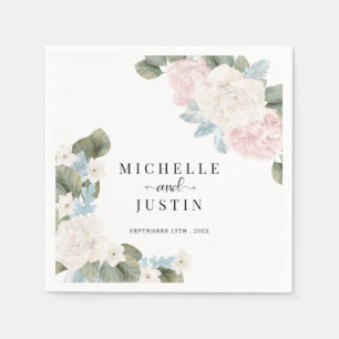 Boho Flowers Winter Photo Wedding  Napkin