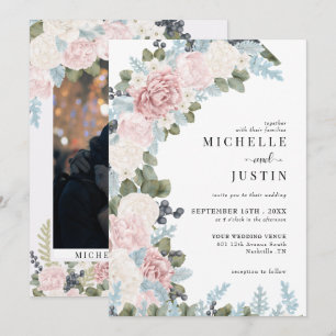 Boho Flowers Winter Wedding Invitation