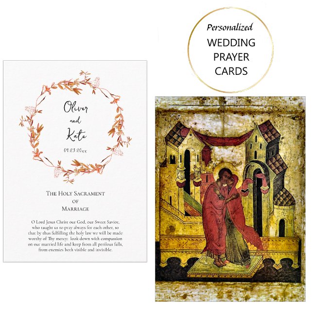 Boho Flowers Wreath Orthodox Wedding Prayer Card (Creator Uploaded)