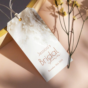 Boho Fluffy Pampas Grass Bridal Shower Thank You Gift Tags