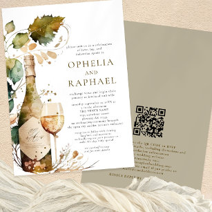 Boho Foliage and Wine Bohemian Wedding Invitation