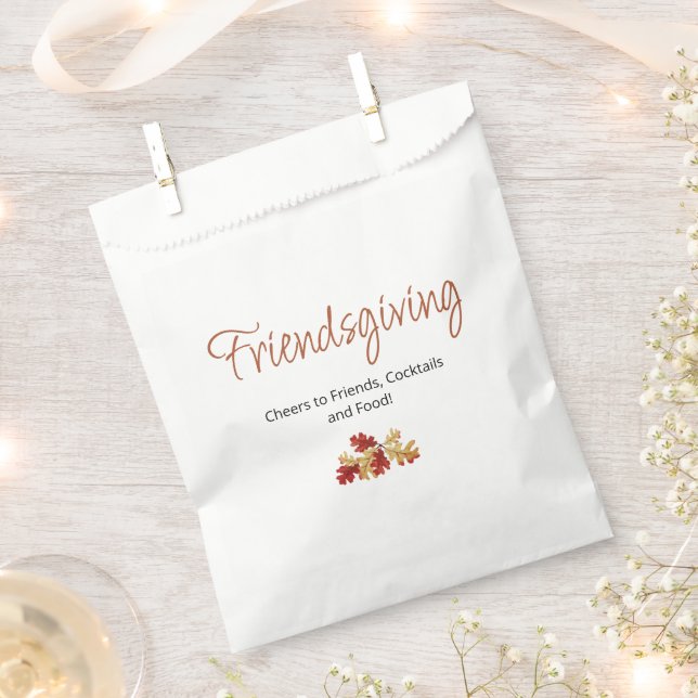 Boho Foliage Friendsgiving Modern Thanksgiving  Favour Bags (Clipped)