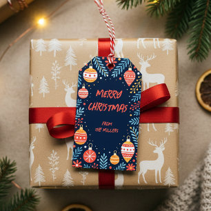 Boho Folk Art Christmas Ornaments Gift Tags