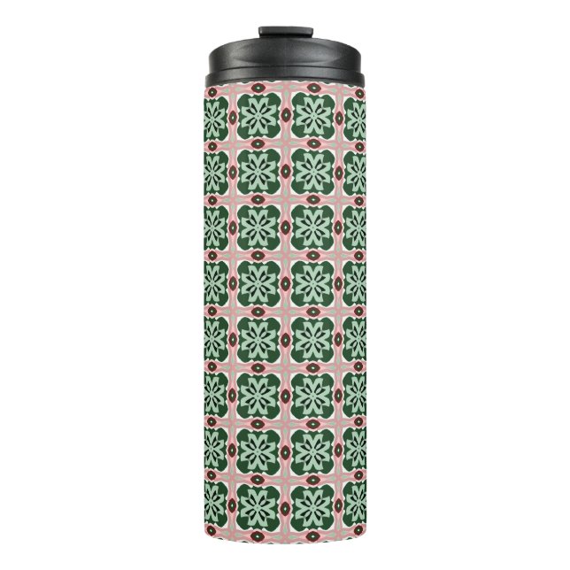Boho Folk Art Eclectic Retro Christmas Pattern Thermal Tumbler (Front)