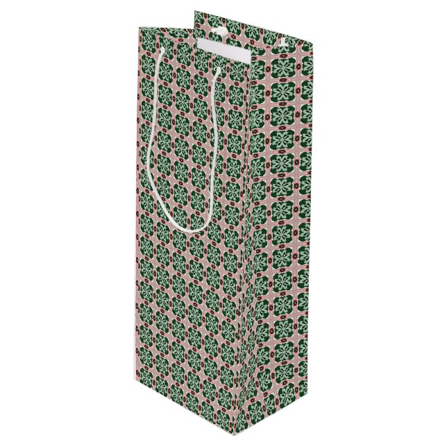 Boho Folk Art Eclectic Retro Christmas Pattern Wine Gift Bag (Front Angled)