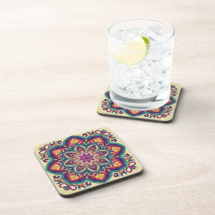 Boho Folk Art Flower Coaster