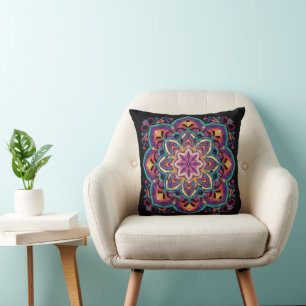 Boho Folk Art Flower Cushion