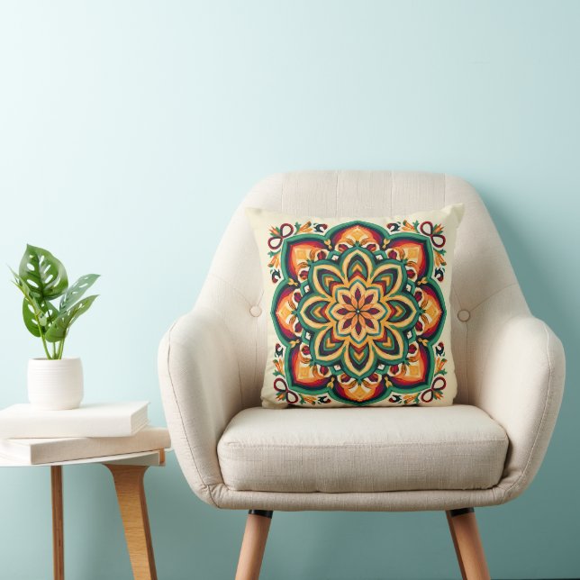 Boho Folk Art Flower Cushion (Chair)