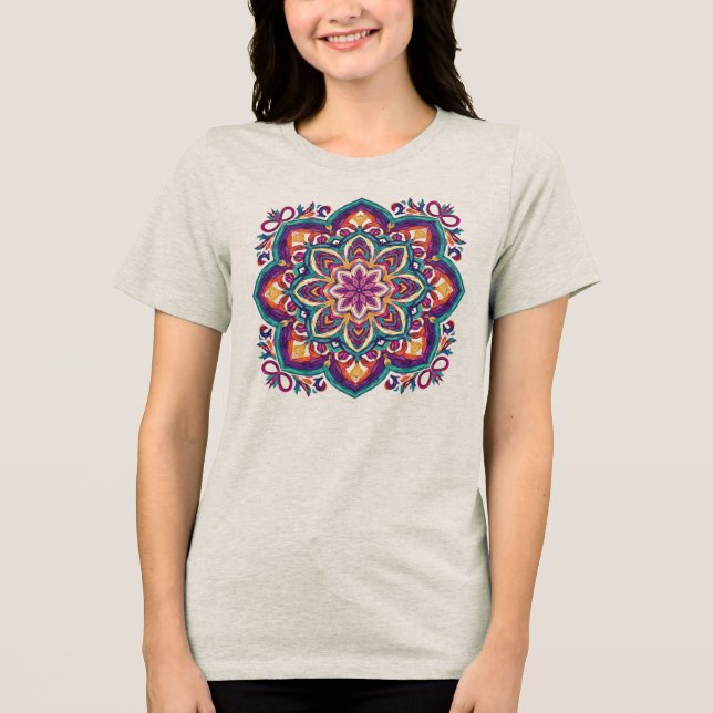 Boho Folk Art Flower Tri-Blend Shirt (Front)