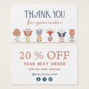 boho folk art flowers discount card