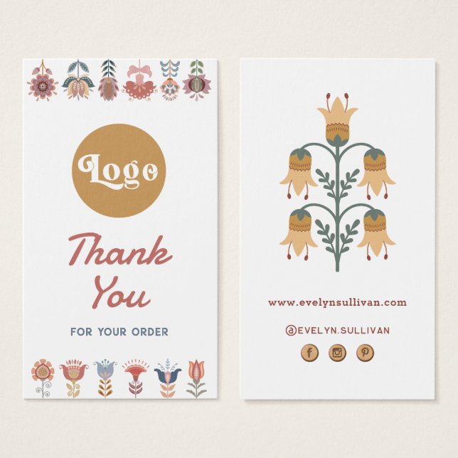 boho folk art flowers package insert (Front & Back)