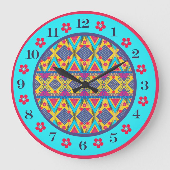 Boho Folk Art Large Clock (Front)
