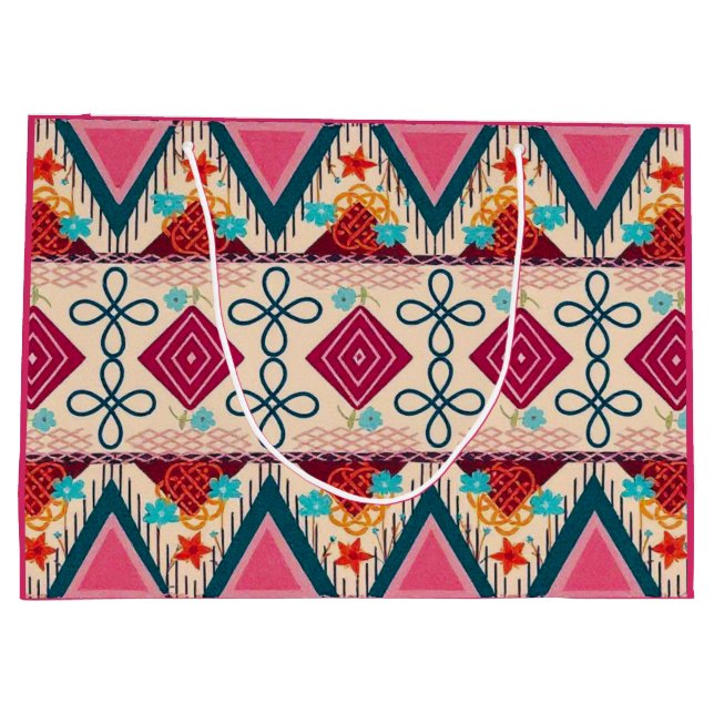 Boho Folk Art  Large Gift Bag (Back)