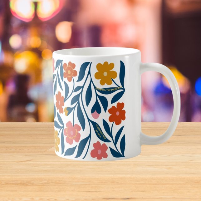 Boho Folk Floral Art, Positive Affirmation Gift Coffee Mug (Creator Uploaded)