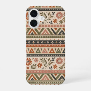 Boho Folk Floral Geometric Seamless Pattern iPhone 16 Case